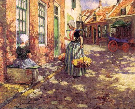 George Hitchcock Dutch Flower Girls oil painting image